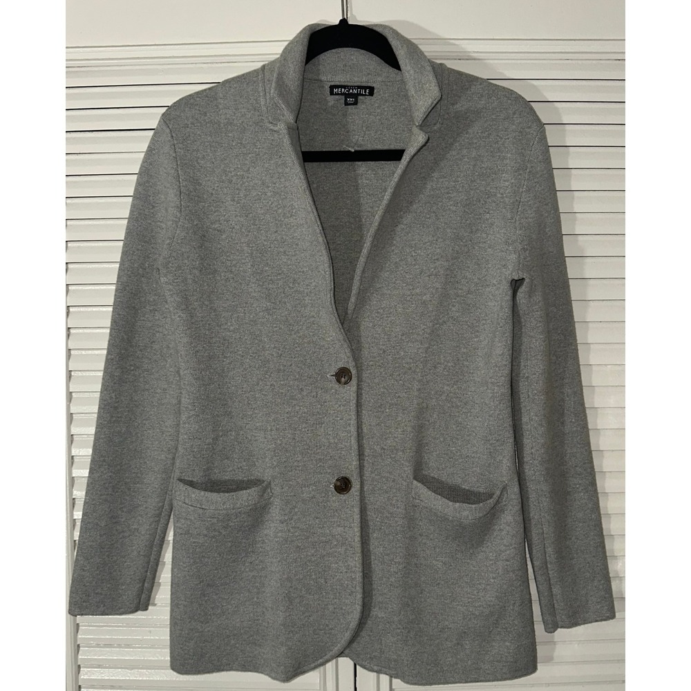 J.Crew Mercantile Gray Two Button Cotton Sweater Blazer‎ Cardigan Size XXS